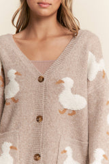 Duck Button Up Soft Knit Cardigan