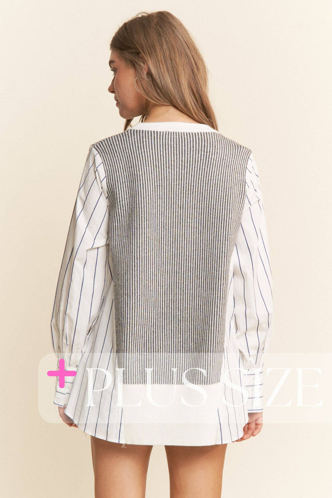 Multi Pattern Color Block Long Sleeve Top