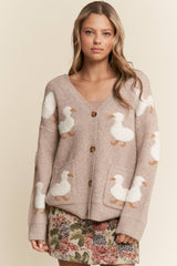 Duck Button Up Soft Knit Cardigan