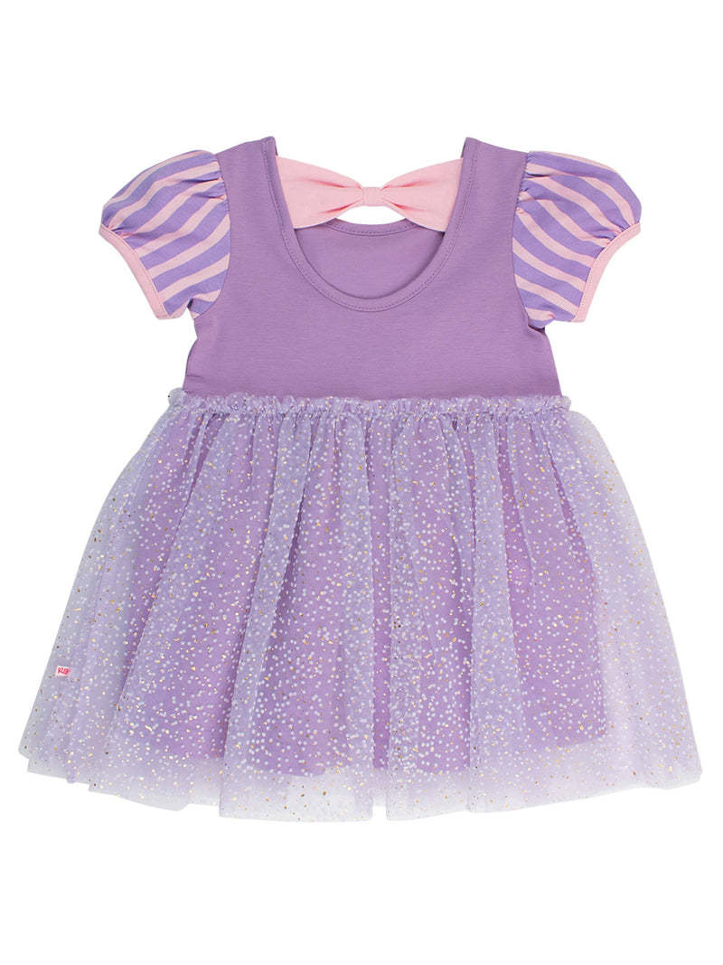 Girls Tower Princess Short Sleeve Princess Bow Twirl Dress