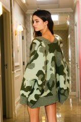 Oversized Camouflage Pullover Sweater Cardigan