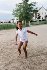 Zoey Swim in Patriotic Flags | UPF 50 One Piece Swimwear