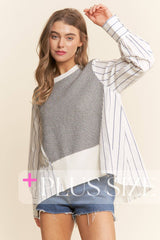 Multi Pattern Color Block Long Sleeve Top