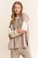 2PC Knit Set Fringe Top Wide Leg Bottoms
