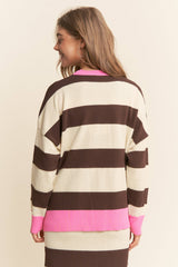 Striped Soft Knit Long Sleeve Sweater Top