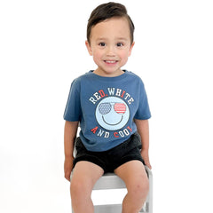Red, White, and Cool Patriotic Smiley Short Sleeve T-Shirt