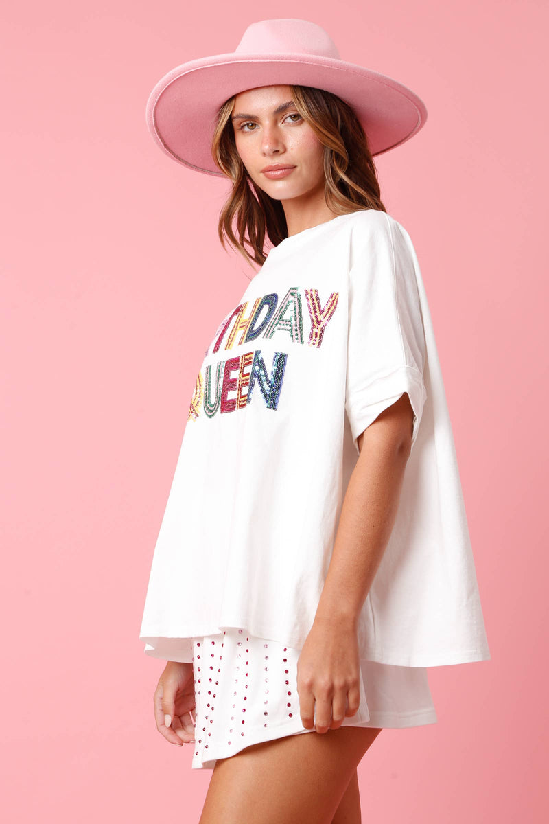 'Birthday Queen' Sequin Top