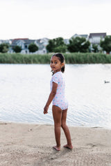 Zoey Swim in Patriotic Flags | UPF 50 One Piece Swimwear