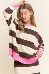 Striped Soft Knit Long Sleeve Sweater Top