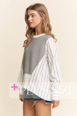 Multi Pattern Color Block Long Sleeve Top