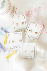 Screwback Stud Earrings - Baseball Heart