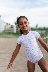 Zoey Swim in Patriotic Flags | UPF 50 One Piece Swimwear