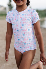 Zoey Swim in Patriotic Flags | UPF 50 One Piece Swimwear