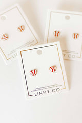 Screwback Stud Earrings - Baseball Heart