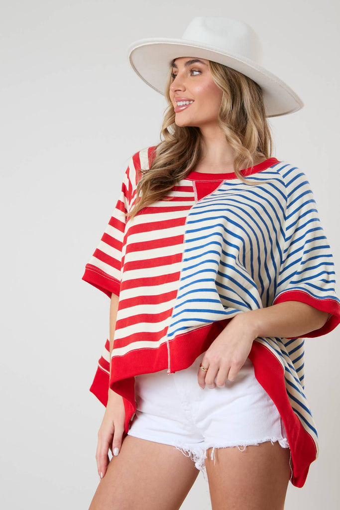 Mixed Stripe Oversized Sweatshirt