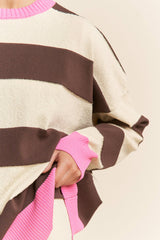 Striped Soft Knit Long Sleeve Sweater Top