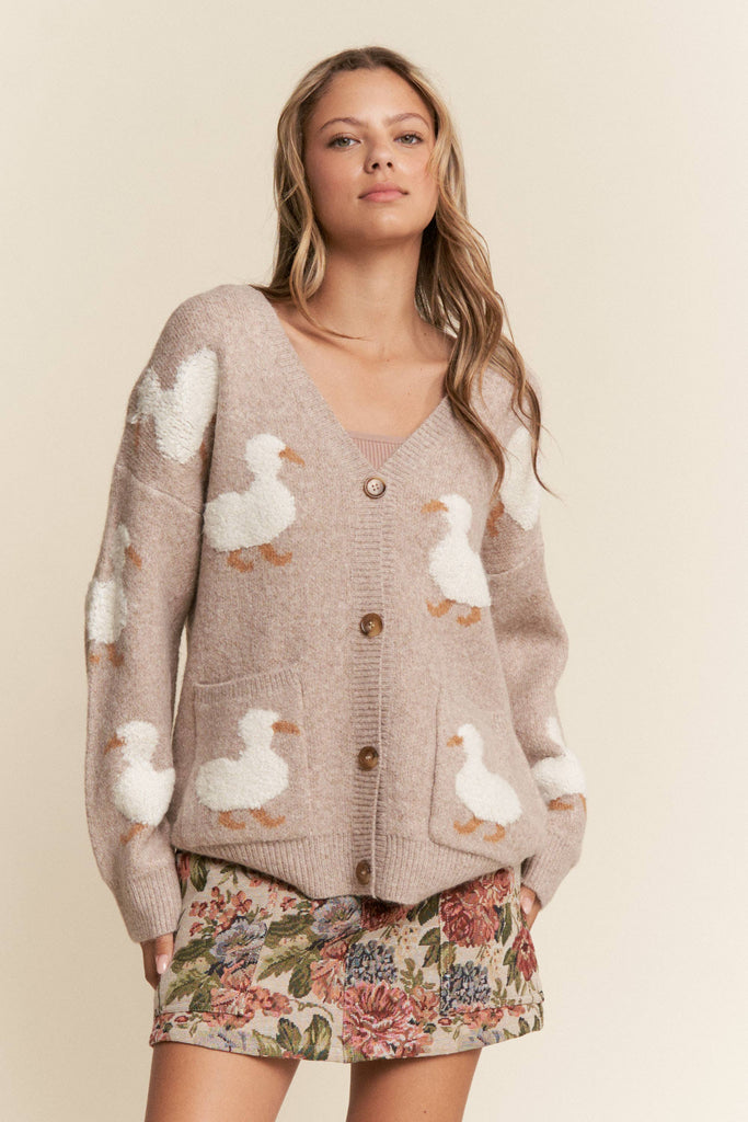 Duck Button Up Soft Knit Cardigan