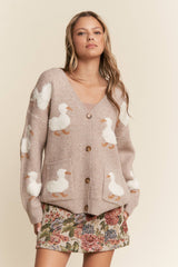 Duck Button Up Soft Knit Cardigan