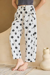 Polka Dot Printed Barrel Denim Pants