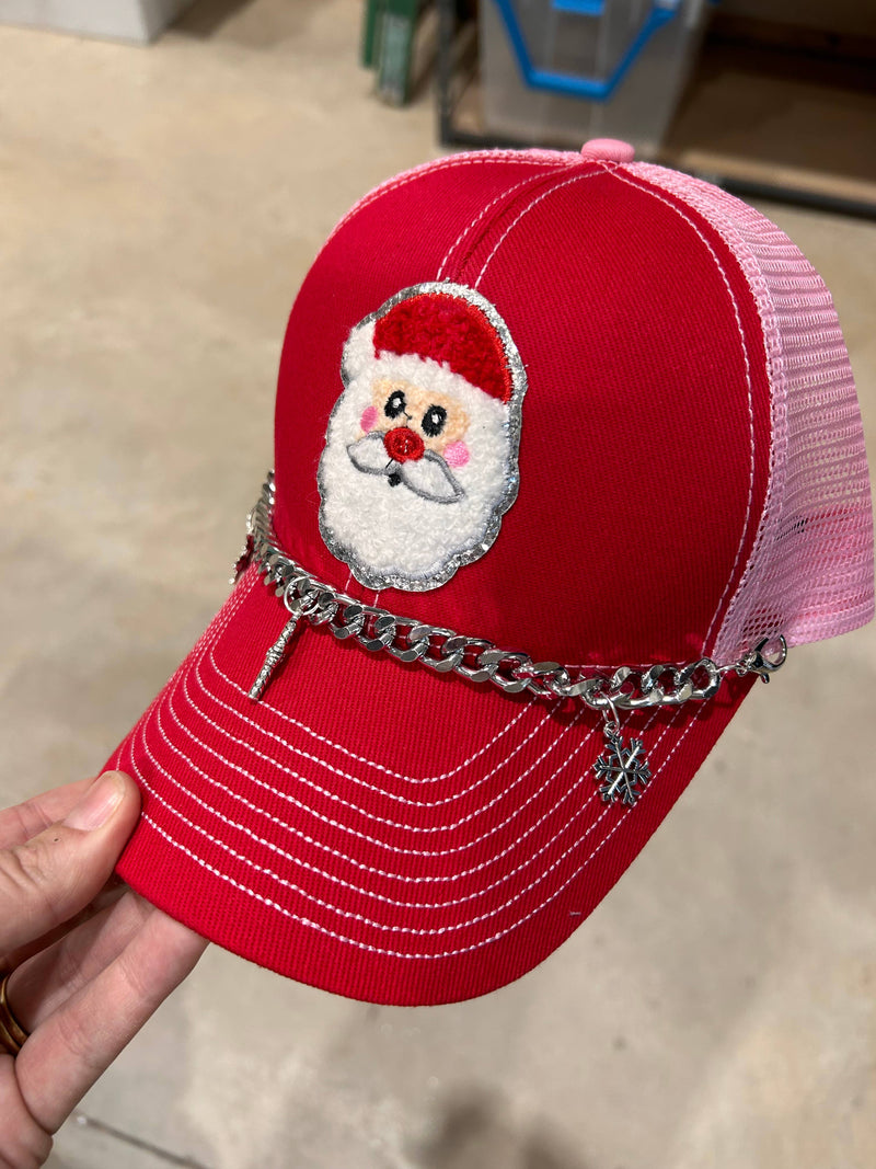 Chenille Santa Trucker Hat (CHAIN NOT INCLUDED)