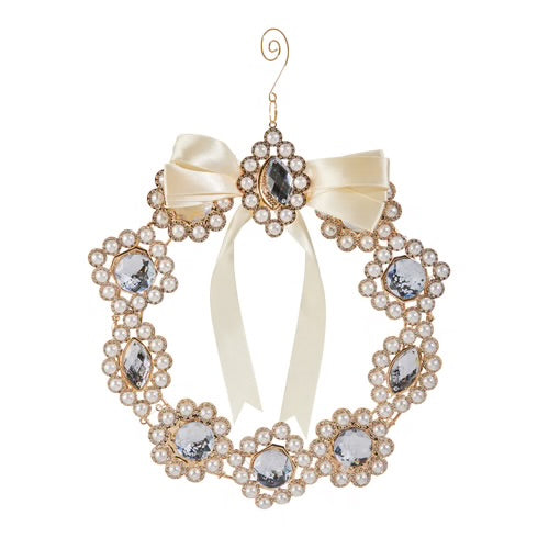 10” pearl brooch wreath ornament