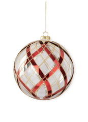 Clear glass plaid ornament