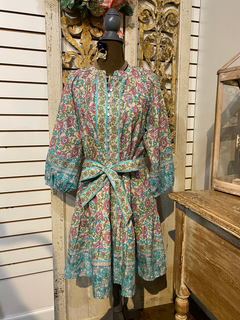 Many button print dress