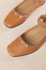 MYSTIC VINTAGE STUDDED SEMIS SQUARE TOE BALLET FLATS