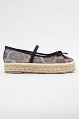 BIJOU MESH UPPER ESPADRILLE PLATFORM SLIP ON : LEOPARD