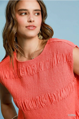 Coral ruffled top