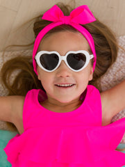 Girls White Heart Shaped Sunglasses: White