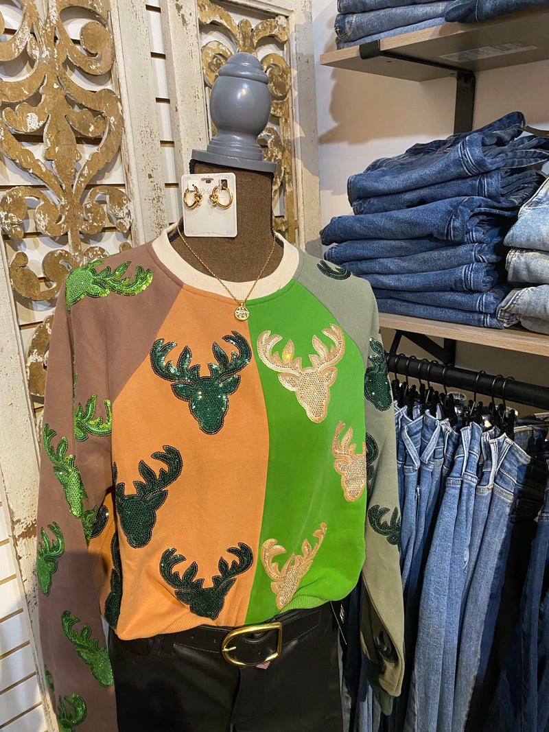 Color block deer print