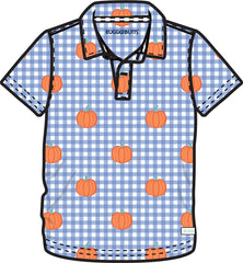 Boys Pumpkin Patch Gingham Knit Short Sleeve Performance Polo