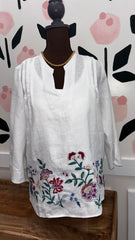 Vneck linen blouse- Sloane