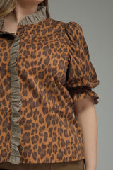 Leopard ruffle top