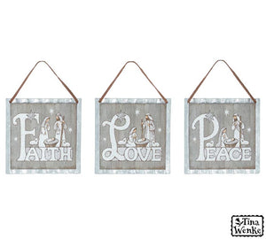 Tin Holy Family ornament