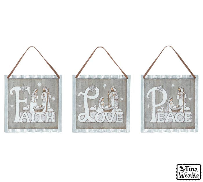 Tin Holy Family ornament