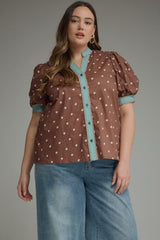 Polka dot button down shirt