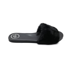 ZIELA - BLACK Faux Fur Slide : Black