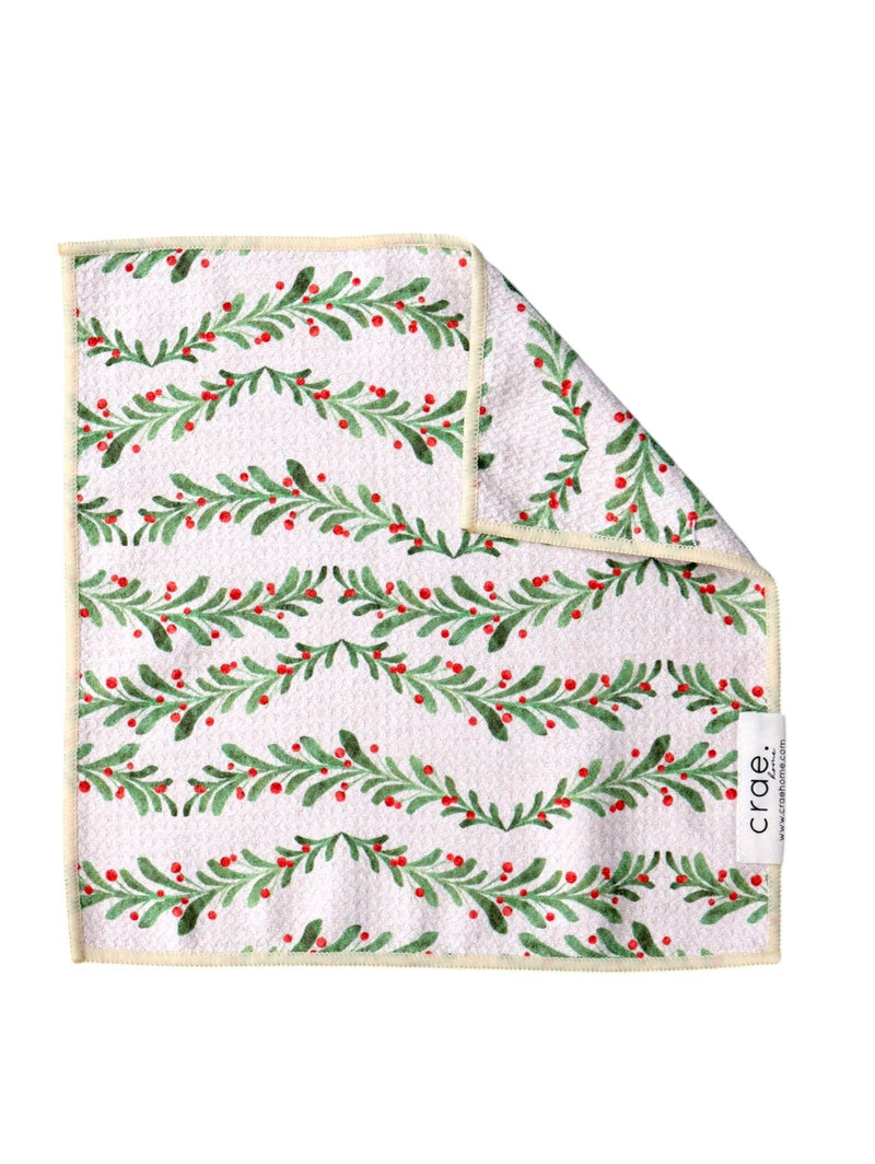 Pine Garland: Double-Sided Washcloth: Cream / Washcloth (12 in x 12 in)