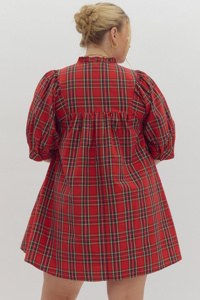 Holiday Plaid Puff Sleeve Dress My Cobblestone Cottage Holiday Plaid Puff Sleeve Dress My Cobblestone Cottage