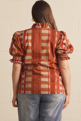 Ruffled button down top