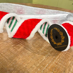 4X5yds red velvet with fur ribbon