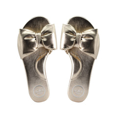 RAFIE - GOLD Bow Slide Sandal: GOLD