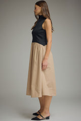 Mock neck drop wait dress