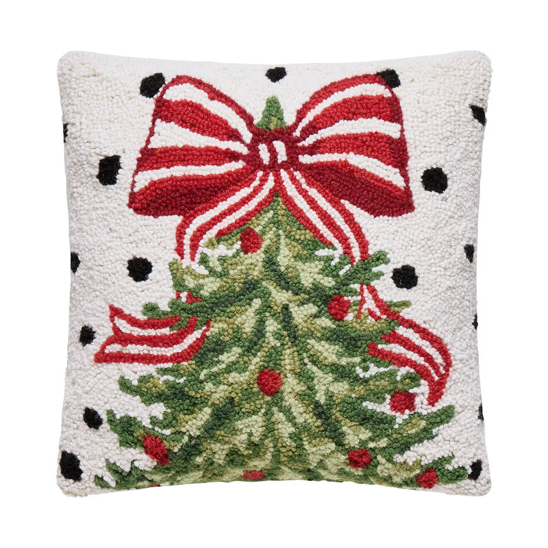 Polka dot Christmas tree hook pillow