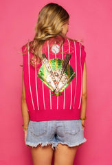 QOS pink and white batter up vest