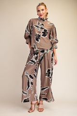 Taupe floral 2 piece set