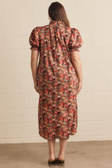 Floral brick color dress