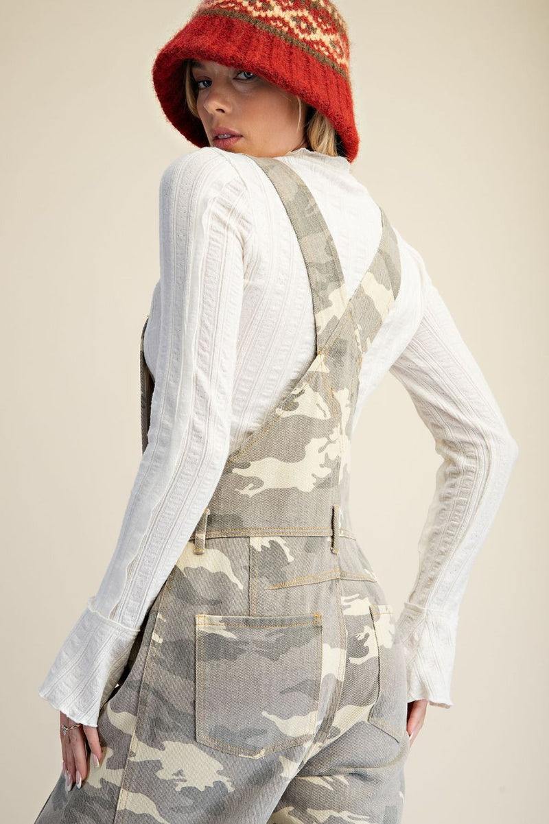 Stone print camo overalls